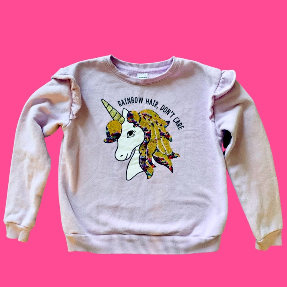 Purple unicorn sweatshirt girls size 7/8